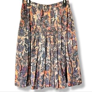 Peruvian Connection Hilldale Floral Paisley Drop Waist Pleated Midi Skirt Size 8